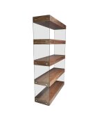 Bibliothèque avec côté en verre trempé noyer/transparent - 122x38x183 cm