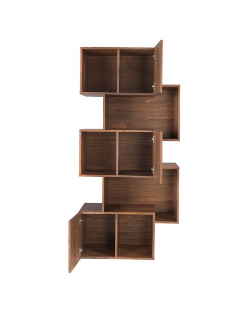 Bibliothèque destructurée 3 portes noyer - 85x40x181 cm