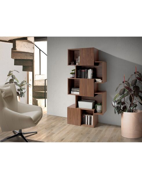 Destrukturiertes Bücherregal 3 Türen Nussbaum - 85x40x181 cm