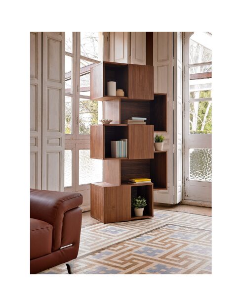 Bibliothèque destructurée 3 portes noyer - 85x40x181 cm