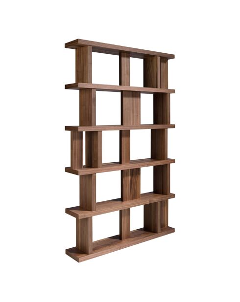 Bibliothèque destructurée en bois plaqué noyer - 120x23x195 cm