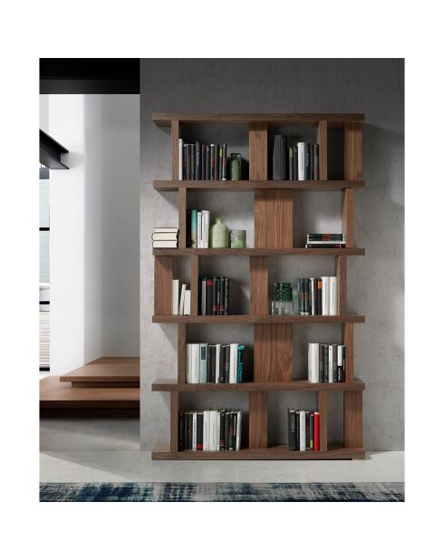 Bibliothèque destructurée en bois plaqué noyer - 120x23x195 cm