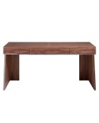 Bureau bois plaqué 3 tiroirs noyer/acier chromé - 160x61x76 cm