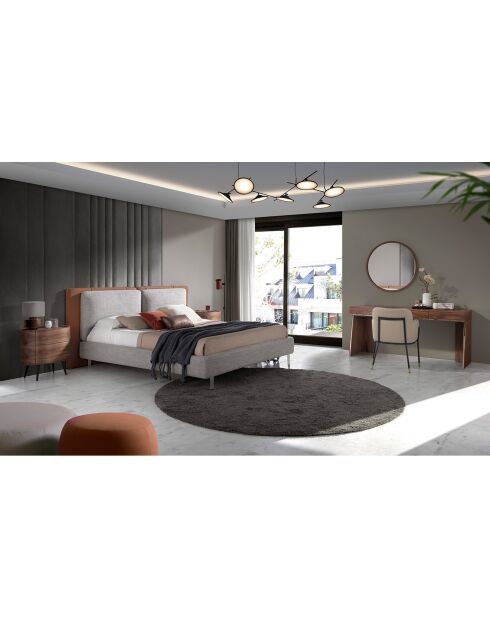 Bureau bois plaqué 3 tiroirs noyer/acier chromé - 160x61x76 cm