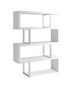 Etagère en bois et acier inoxydable blanc/argenté - 130x35x170 cm