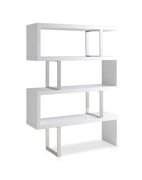 Etagère en bois et acier inoxydable blanc/argenté - 130x35x170 cm