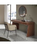 Bureau bois plaqué 3 tiroirs noyer/acier chromé - 160x61x76 cm