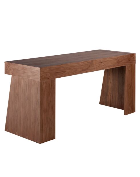 Bureau bois plaqué 3 tiroirs noyer/acier chromé - 160x61x76 cm