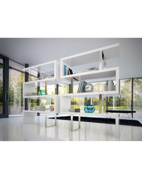 Etagère en bois et acier inoxydable blanc/argenté - 130x35x170 cm