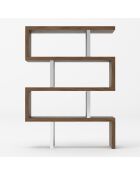 Étagère bois plaqué et acier inoxydable noyer/argenté - 130x35x170 cm