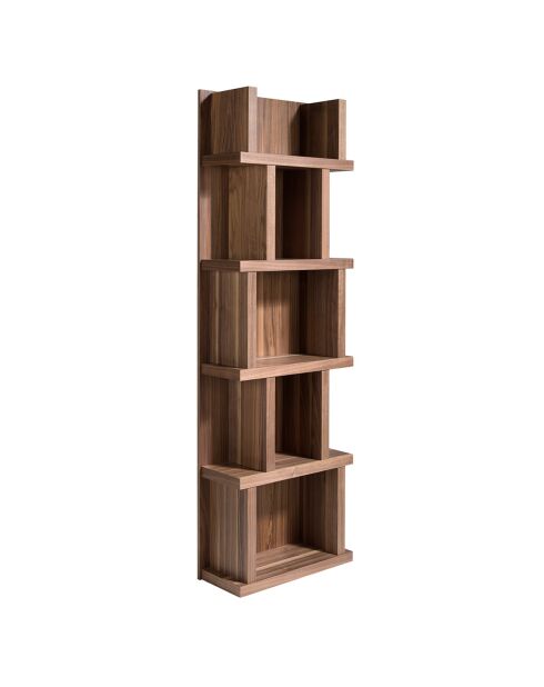 Bibliothèque en bois plaqué noyer - 60x28x190 cm