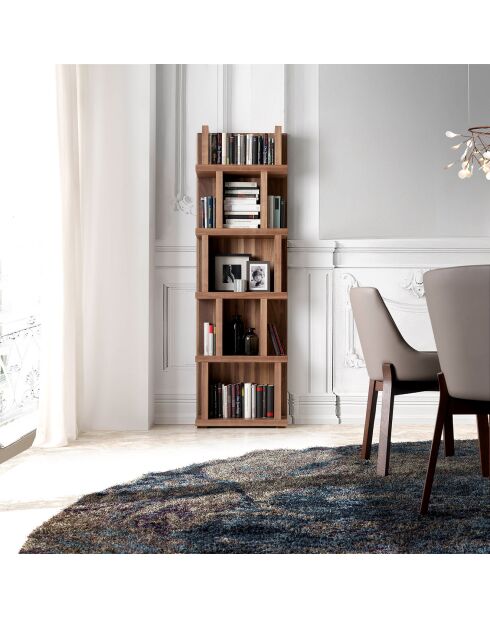 Bücherregal aus Nussbaumfurnier - 60x28x190 cm