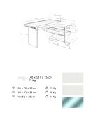 Bureau laqué support en verre blanc/transparent - 140x127x75 cm