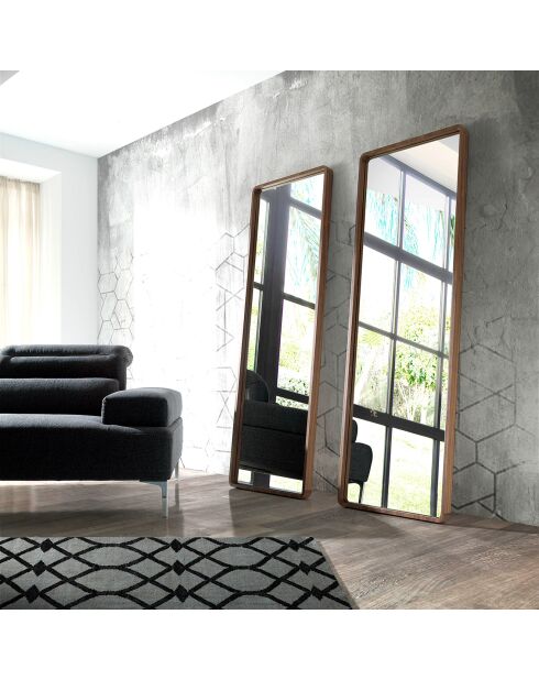Miroir sur pied avec cadre en bois plaqué noyer - 60x190x7 cm