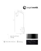 Lampadaire base effet marbre noir - 62x15x147 cm
