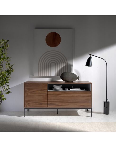 Lampada da terra con base effetto marmo nero - 62x15x147 cm