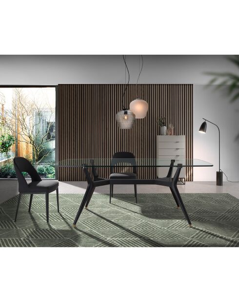 Lampada da terra con base effetto marmo nero - 62x15x147 cm