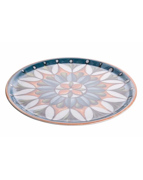 4 grote Maioliche veelkleurige porseleinen serveerborden - D.33 cm