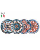 4 große Maioliche-Servierteller aus mehrfarbigem Porzellan - D.33 cm