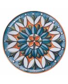 4 große Maioliche-Servierteller aus mehrfarbigem Porzellan - D.33 cm