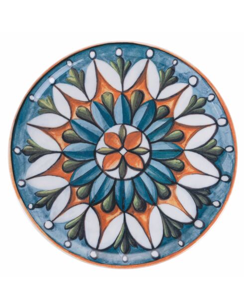4 grote Maioliche veelkleurige porseleinen serveerborden - D.33 cm