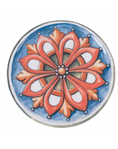 4 grote Maioliche veelkleurige porseleinen serveerborden - D.33 cm