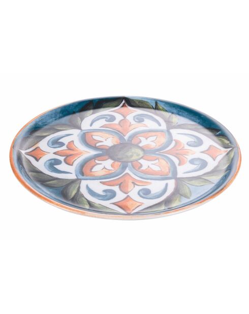 4 große Maioliche-Servierteller aus mehrfarbigem Porzellan - D.33 cm