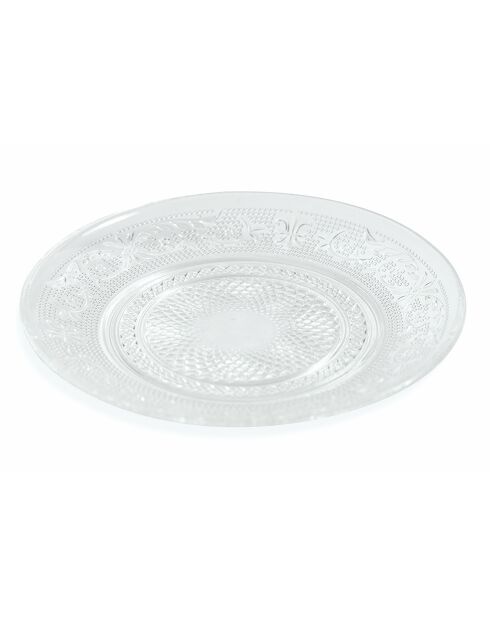 6 transparente Brotteller aus imperialem Glas - D.15 cm