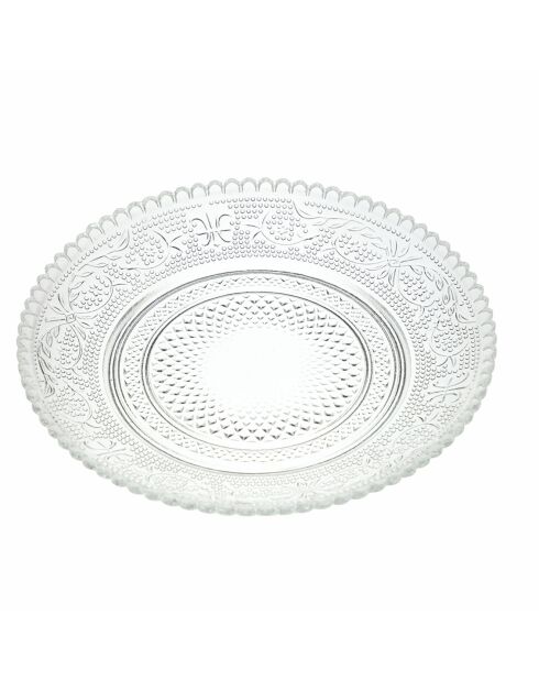 6 transparente Brotteller aus imperialem Glas - D.14,7 cm