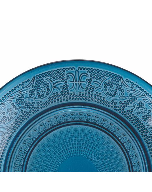 6 blauwe broodborden van oceaanglas - D.15 cm