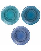 6 Brotteller aus blauem Ozeanglas - D.15 cm