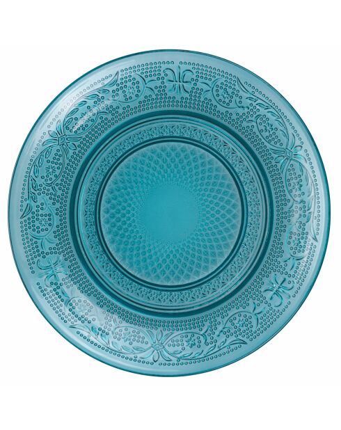 6 blauwe broodborden van oceaanglas - D.15 cm