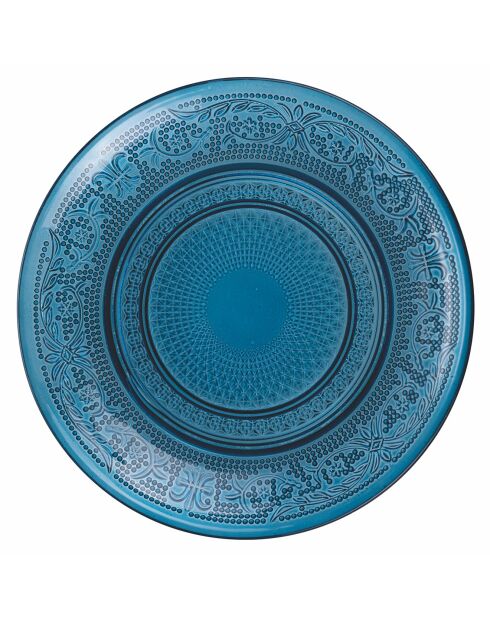 6 blauwe broodborden van oceaanglas - D.15 cm