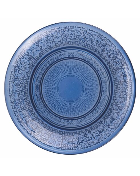 6 blauwe broodborden van oceaanglas - D.15 cm