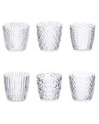 6 geometrische transparante waterglazen - 38 cl