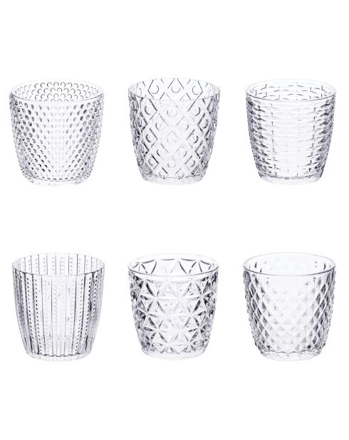 6 geometrische transparente Wassergläser - 38 cl