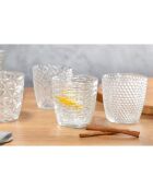 6 geometrische transparante waterglazen - 38 cl