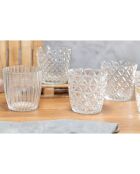 6 geometrische transparante waterglazen - 38 cl