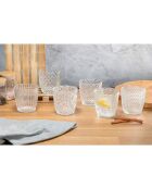 6 geometrische transparante waterglazen - 38 cl