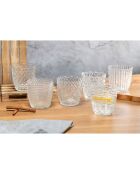 6 geometrische transparante waterglazen - 38 cl