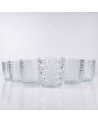 6 geometrische transparante waterglazen - 38 cl