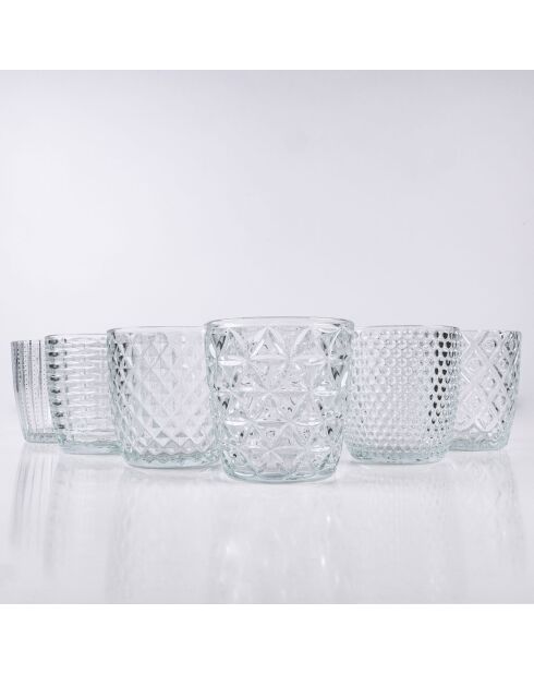 6 geometrische transparente Wassergläser - 38 cl