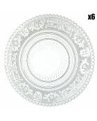 6 transparente Brotteller aus imperialem Glas - D.14,7 cm