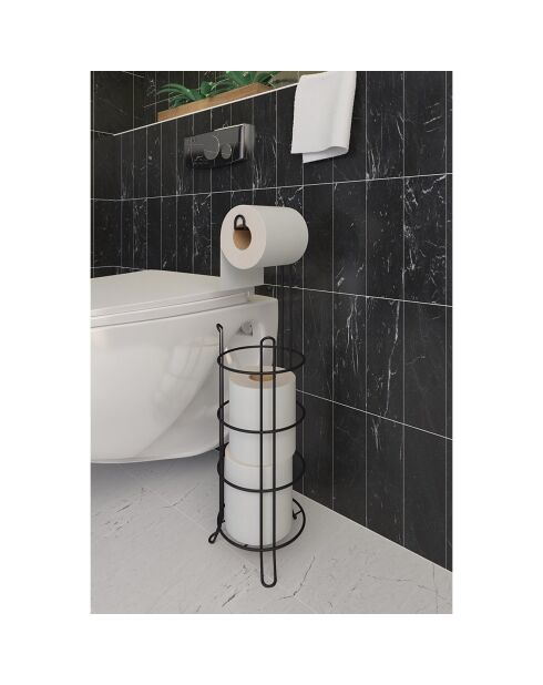 Porte papier toilette noir - 15x15x55 cm