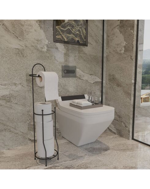 Porte papier toilette noir - 15.5x15x66.5 cm
