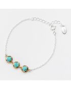 Bracelet en Argent, Laiton & Turquoise reconstituée