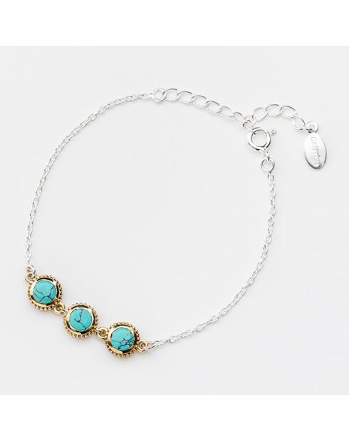 Bracelet en Argent, Laiton & Turquoise reconstituée