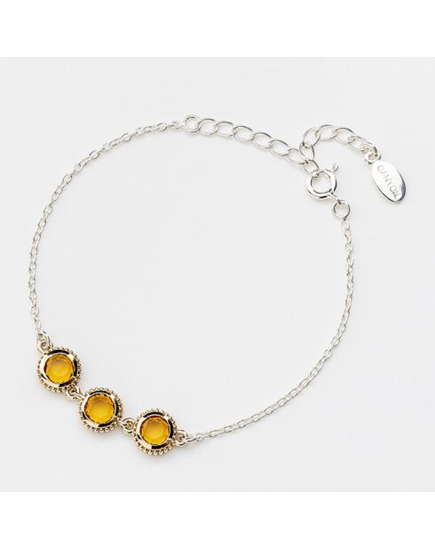 Bracelet en Argent, Laiton & Citrine brandy Zirconium