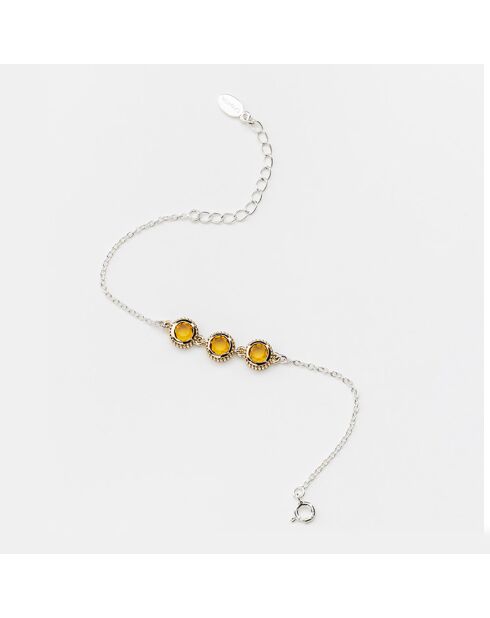 Bracelet en Argent, Laiton & Citrine brandy Zirconium