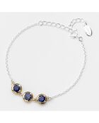 Bracelet en Argent, Laiton & Lapis bleu